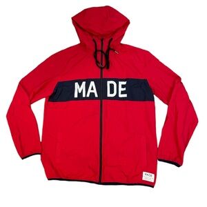 Red Hooded Windbreaker Jacket